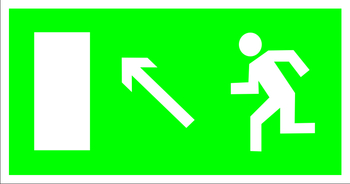 E06 направление к эвакуационному выходу налево вверх (пластик, 300х150 мм) - Знаки безопасности - Эвакуационные знаки - магазин "Охрана труда и Техника безопасности"