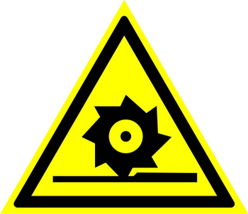 W22 осторожно! режущие валы (пленка, сторона 200 мм) - Знаки безопасности - Предупреждающие знаки - магазин "Охрана труда и Техника безопасности"